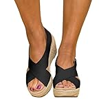 shownicer Plateau Sandalen Damen Espadrilles Casual Keilsandalen Frauen Sommer Faux Leder mit...