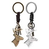 Didiseaon Elchanhänger Weihnachtsanhänger 2 Stück Schlüsselanhänger mit Hirschkopf in Antik...