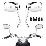 Universal Motorrad Spiegel Chrom 10MM 8MM, 360° Drehbar Chrom Motorrad Rückspiegel mit Packung...