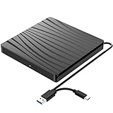 QDSYLQ Externes DVD Laufwerk, USB 3.0 & Type-C Tragbar CD DVD +/-RW Brenner Optical Drive DVD...