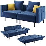 Yaheetech Trennbares Sofa mit Schlaffunktion, Schlafsofa 2 Sitzer aus Samtstoff, Schlafcouch mit 4...