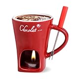 AMZWISH Mini-Fonduetasse, Keramik-Kaffee-Wärmerbecher, tragbarer Schokoladenschmelzbecher mit Gabel...