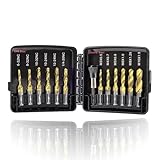 Breeshy Bohrer- und Gewindebohrer-Set mit Wechseladapter, 13-teilig, 6 SAE-Größen, 6 metrische...