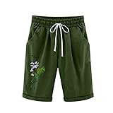 Bermuda Shorts für Damen Leinen Cottagecore Blumen Shorts Hohe Taille Trendige Bequeme Lounge...