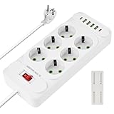 Herboom Steckdosenleiste 12 n 1 Mehrfachsteckdose mit USB, 2500W Steckerleiste mit Schalter, 6-Fach...