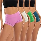 INNERSY Boxershorts Damen Baumwoll Unterwäsche Sport Unterhosen High Waist Schlüpfer Mehrpack 4...
