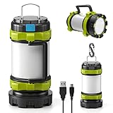 GEARLITE LED Campinglampe batteriebetrieben mit 6 Leuchtmodi, USB Aufladbare Handscheinwerfer mit...