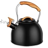 Flintronic Wasserkessel, 3L Edelstahl Pfeifkessel, Flötenkessel mit Holzmasergriff, Teekessel für...