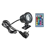 Lixada 10W RGB LED Unterwasserlicht mit Fernbedienung 16 Farben 4 Lichteffekte IP65 Wasserdicht...