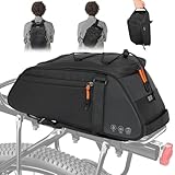 4 in1 Fahrrad Gepäckträgertasche, 10L Wasserdicht Reflektierend Bike Saddle Bag Multifunktionale...