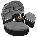 BB Sport 13-teilige Polyrattan Lounge Muschel Sonneninsel Sonnendach Klappbar Zierkissen Auflagen 10...