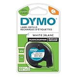 DYMO Original LetraTag Etikettenband| schwarz auf weiß | 12 mm x 4 m | selbstklebendes Kunststoff...