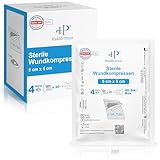 Health Press® Sterile Kompressen 5x5 cm – 40 Wundkompressen im Set (20x2 Stück) –...