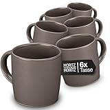 Moritz & Moritz NORDIC Kaffeetassen Set 6-teilig Grau - ca. 300ml aus hochwertigem Steinzeug -...