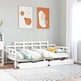 LLEZKBR Betten & Zubehör-Betten & Bettrahmen-Tagesbett mit Schubladen ohne Matratze Weiß 80x200 cm...