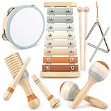 Musikinstrumente für Kinder Kinderspielzeug ab 3 Jahre holzspielzeug Trommel Xylophone für Kinder...