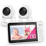 Vtech Video-Babyphone mit 5-Zoll-LCD-Farbbildschirm und 2 Kameras, bis zu 17 h Video- und 31 h...