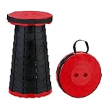 Relaxdays Teleskophocker, faltbar, Tragegurt, Outdoor, höhenverstellbarer Campinghocker, HBT...