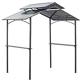 Outsunny Grillpavillon mit Flammschutzdach BBQ-Pavillon mit 2 Ablagen 2,5 x 1,5m Stahl PC...