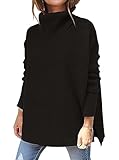 Hormtaer Pullover Damen Winter Rollkragenpullover Damen Warm Oversized Strickpullover Rollkragen...