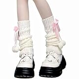 CharmBurst Lange Lolita Beinlinge Für Damen, Harajuku Japanische Woll Stulpen, Kabel Strick Thigh...