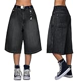 EMMIOL Baggy Jorts für Damen, weites Bein, Denim-Shorts, Y2k, mittelhohe Taille, Bermuda,...