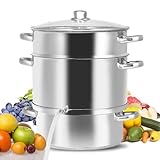WXFKLDJ 11 Qt Dampfgarer-Entsafter, Einkochgeschirr Aus Edelstahl, 3-Lagiger Dampf-Entsafter,...