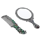 MERRYHAPY Vintage Handspiegel mit Kamm Satz Praktischer Schminkspiegel aus Langlebigem Material...