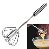 Feeziloe Schneebesen, Hand Push Mixer Edelstahl Eierschlägel Milchaufschäumer Rotierender Push...
