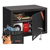 Brihard Familien Safe mit Doppelbartschloss - 25x35x25 cm Sicherheits-Tresor mit herausnehmbarer...