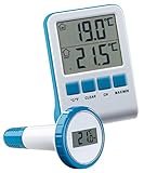 infactory Pool Funk Thermometer: Digitales Teich- und Poolthermometer mit LCD-Funk-Empfänger, IPX8...