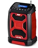 Baustellenradio Mit Akku Aufladbar (6000mAh), Tragbares DAB+/FM Radio, Bluetooth Lautsprecher & Dual...
