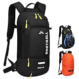 ONETOALL Fahrradrucksack klein mit Regenschutz und Helmnetz, MTB Rucksack 10L für Damen und Herren,...