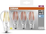 Osram Lamps LED, Sockel: E27, Kalt weiß, 4000 K, 11 W, Ersatz für 100-W-Glühbirne, klar, LED BASE...