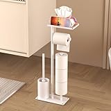 Freistehender Toilettenpapierhalter mit Ablagefach auf der Oberseite,Toilettenpapierständer mit...