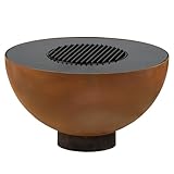 BBQ-Toro Feuerschale mit Grill Ø 60 cm | Rostoptik | Feuerplattengrill, Outdoor Feuerstelle mit...