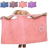 Damen Plus Size Wearable Shower Wrap, Schnell Trocknend, Verstellbarer 2-Knopf-Verschluss, Weicher...