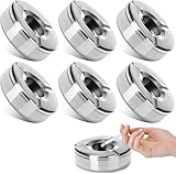 6 Stücke Edelstahl Aschenbecher，10cm Aschenbecher mit Deckel Moderne Tischplatte Windaschenbecher...