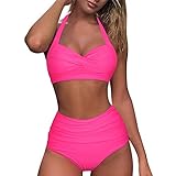 MIN Ying Badeanzug mit hoher Taille, Vintage, Damen, Bikini, Bademoden, Push-Up, Halter, Badeanzug,...