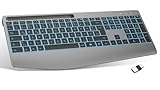 TECURS Kabellose Tastatur mit Handballenauflage, 2,4 GHz Ergonomische Tastatur QWERTZ mit Copilot,...