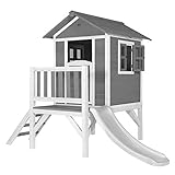 AXI Spielhaus Beach Lodge XL in Grau mit Rutsche in Weiß | Stelzenhaus aus FSC Holz für Kinder |...
