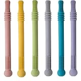 Hohle Beißringröhren 6 Stück Babyspielzeug für Zahnen mit weichen Texturen sensorisches...