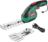 HYECHO Akku Gras- und Strauchschere 7.2V 2,0Ah inkl Strauchscherenmesser und Grasschermesser 2 in 1...