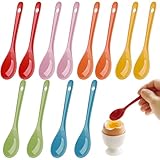 Ferenando 12 Stück Eierlöffel Porzellan Bunt 12cm mit 6 Farben, Keramiklöffel Klein,...