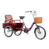 AOZENG Dreirad Für Erwachsene 20 Zoll 3-Rad Fahrrad Einstellbar Senioren Trike Cruise Shopping Bike...
