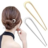 2 Stück Haarnadeln Groß Metall U-Förmige Haarnadel Haarpin 2 Zinken Hochsteckfrisur Chignon Pins...