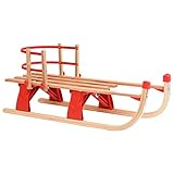 Tidyard Klappschlitten mit Rückenlehne Holzschlitten Rodelschlitten Schlitten 119 x 37 x 45 cm Holz...