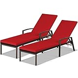DORTALA 2er Set Terrasse Chaiselongue Outdoor Korb-Rattan Chaise mit verstellbarer Rückenlehne und...