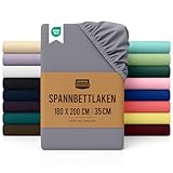 Utopia Bedding - Spannbettlaken 180x200cm - Grau - Gebürstete Polyester-Mikrofaser Spannbetttuch -...