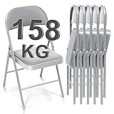 BULAGE Klappstuhl 6er Set Klappstühle Gepolstert, Metall Stapelstühle bis 158 kg Stuhl Klappbar...